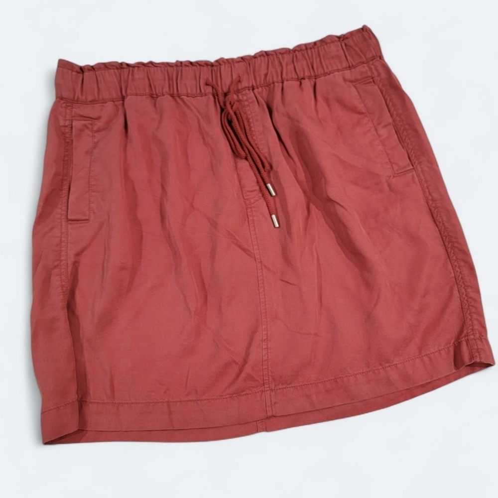 Loft Rust-Coral Red Drawstring Skirt Size Large C… - image 1